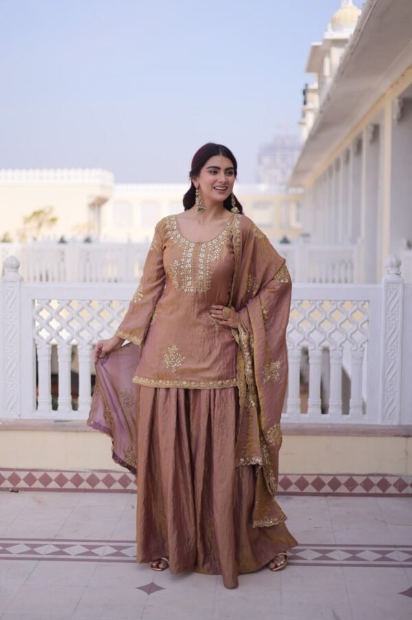 KA-1229_3.jpg Pastel Chocolate Fendi Crush Sharara Set