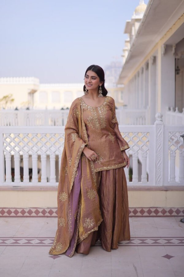 KA-1229_7.jpg Pastel Chocolate Fendi Crush Sharara Set