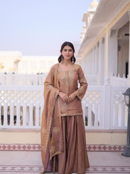 KA-1229_8.jpg Pastel Chocolate Fendi Crush Sharara Set