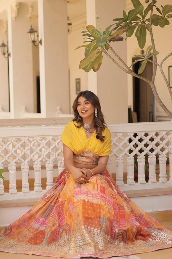 KA-5032YELLOW_3.jpg Suratikart Yellow Silk Lehenga with Designer Blouse