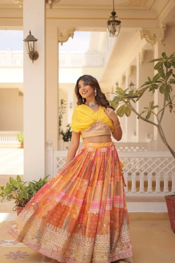 KA-5032YELLOW_6.jpg Suratikart Yellow Silk Lehenga with Designer Blouse