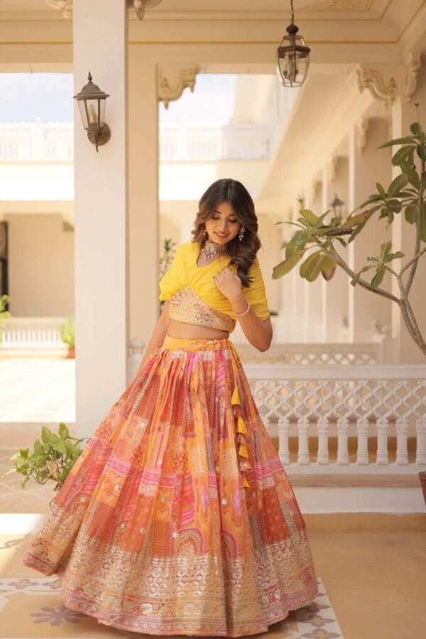 KA-5032YELLOW_7.jpg Suratikart Yellow Silk Lehenga with Designer Blouse