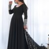 KB-241BLACK_3.jpg Timeless Black Georgette Gown Ensemble Luxurious Embellishments