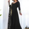 KB-241BLACK_4.jpg Timeless Black Georgette Gown Ensemble Luxurious Embellishments