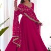 KB-241RANIPINK_1.jpg Dazzling Pink Georgette Gown Set Unforgettable Style