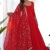 KB-241RED_4_565a1350-d560-42b0-8f6e-63216b950bbc.jpg Gourgeous Red Color Georgette Gown Full Set with Embroidered Dupatta