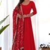 KB-241_RED_5.jpg Gourgeous Red Color Georgette Gown Full Set with Embroidered Dupatta