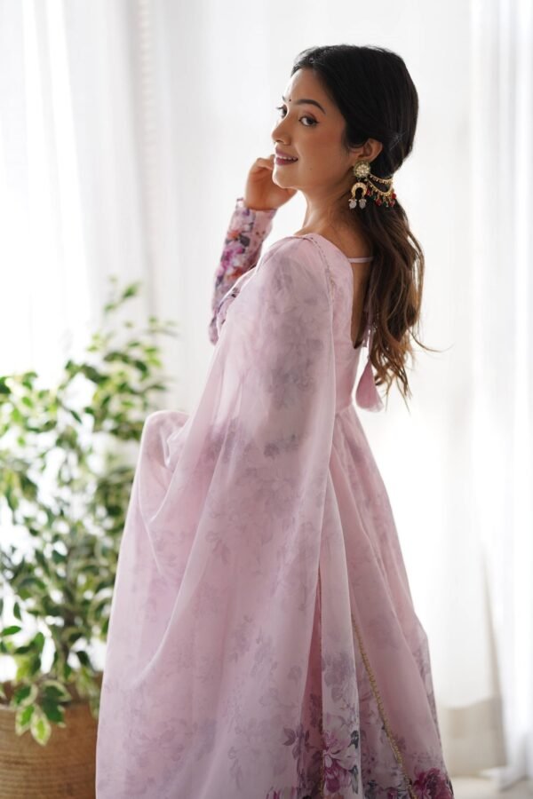 Trendy Pink Floral Anarkali Suit Set with Dupatta - Modern & Beautiful