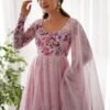 Trendy Pink Floral Anarkali Suit Set with Dupatta - Modern & Beautiful