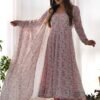 KB-262PINK_5.jpg Elegant Pink Chiffon Anarkali Suit with Orange Floral Print Dupatta