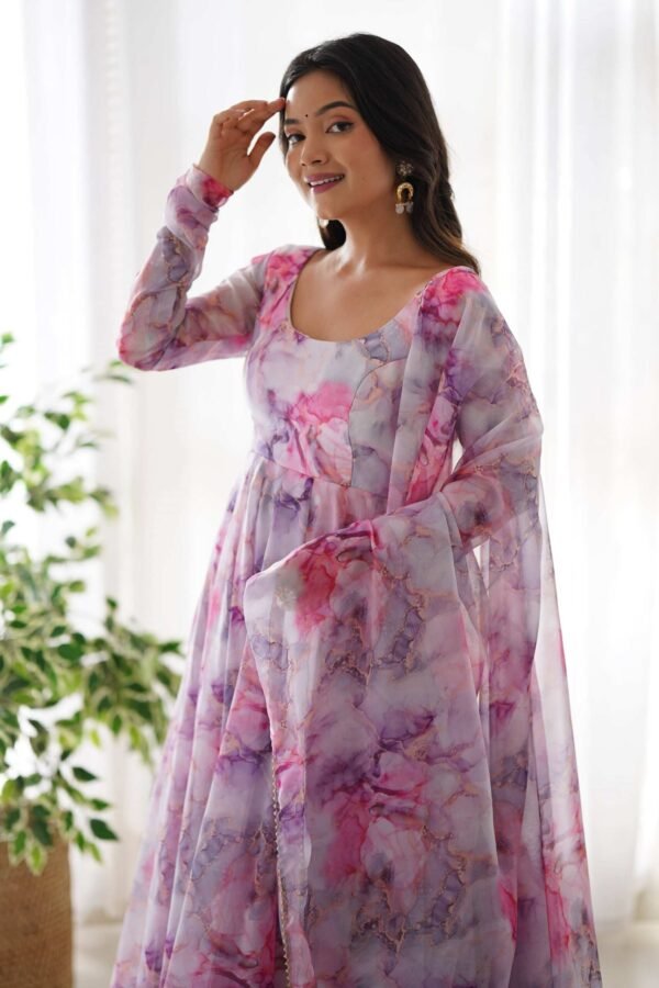 KB-263_2.jpg Exquisite Pink Organza Floral Print Anarkali Suit with Dupatta