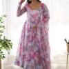 KB-263_5.jpg Exquisite Pink Organza Floral Print Anarkali Suit with Dupatta