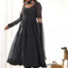 Stunning Black Laheriya Print Georgette Anarkali Suit with Dupatta