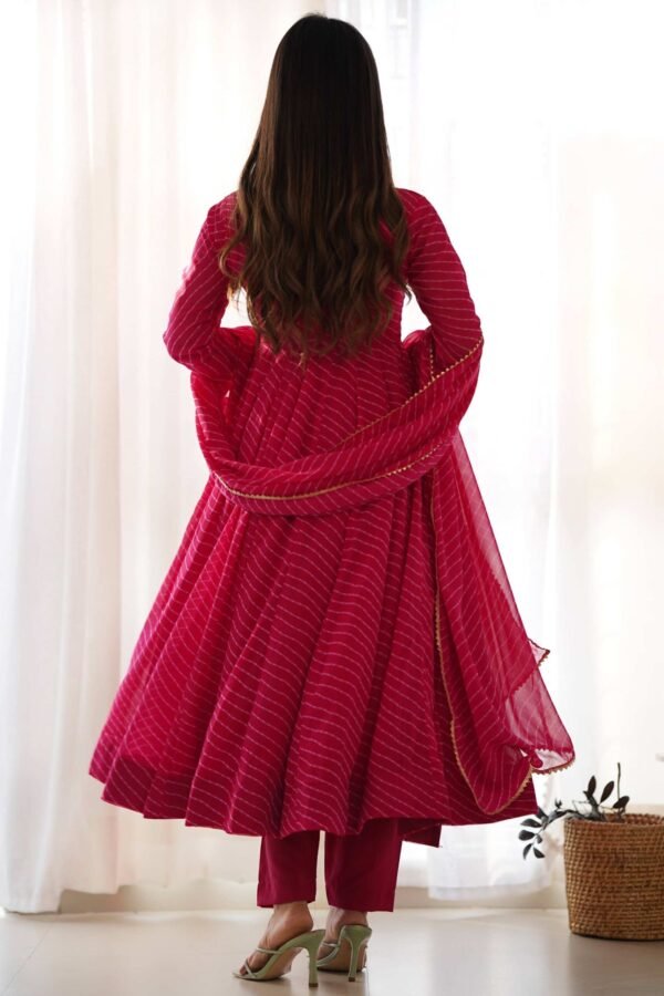 KB-264RANIPINK_2.jpg Vibrant Rani Pink Georgette Laheriya Print Anarkali Suit with Dupatta
