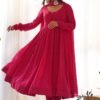 KB-264RANIPINK_3.jpg Vibrant Rani Pink Georgette Laheriya Print Anarkali Suit with Dupatta