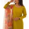 Mustard Viscose Straight Kurta Set for Office Wear