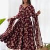 KB-271MAROON_3.jpg Elegant Multi Floral Print Fox Georgette Anarkali Suit Set