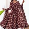 KB-271MAROON_4.jpg Elegant Multi Floral Print Fox Georgette Anarkali Suit Set