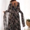 KB-271_3.jpg Black Floral Georgette Anarkali Suit Set with Dupatta