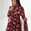 KB-271_DARKMAROON_1.jpg Elegant Multi Floral Print Fox Georgette Anarkali Suit Set
