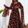 KB-271_DARKMAROON_3.jpg Elegant Multi Floral Print Fox Georgette Anarkali Suit Set