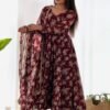 KB-271_DARKMAROON_6.jpg Elegant Multi Floral Print Fox Georgette Anarkali Suit Set