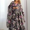 KB-274BLACK_4.jpg Black Organza Silk Floral Print Anarkali Suit Set