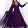 Purple Georgette Embroidered Anarkali Suit Set