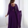 Purple Georgette Embroidered Anarkali Suit Set