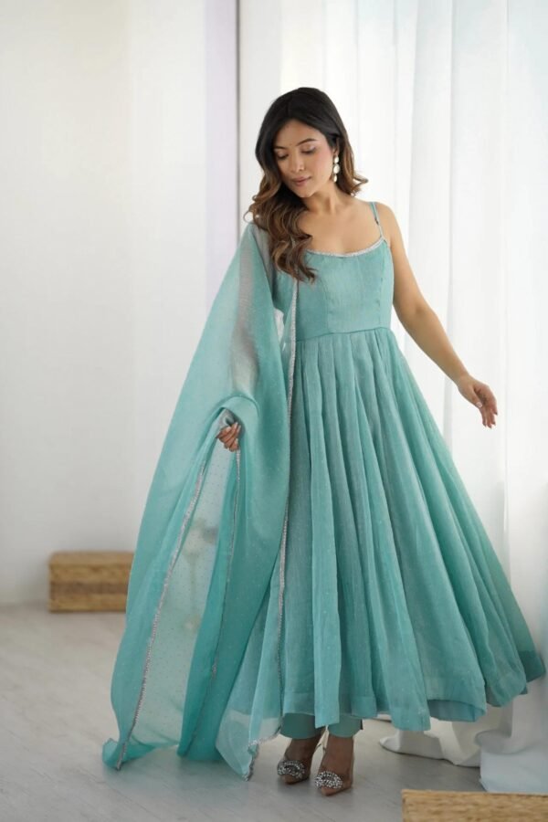 Powder Blue Anarkali Suit with Swarovski Work