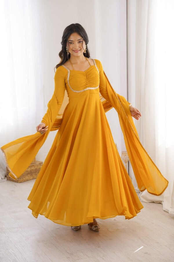 Sunshine Yellow Fancy Anarkali Gown