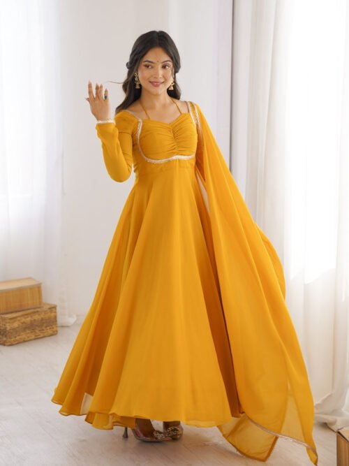Sunshine Yellow Fancy Anarkali Gown
