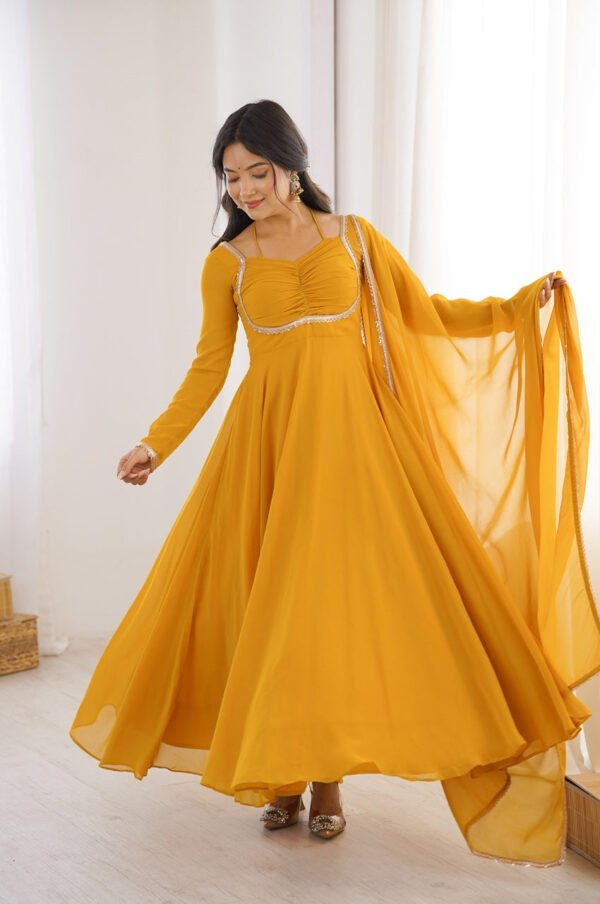 Sunshine Yellow Fancy Anarkali Gown