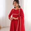 Red Color Fully Flared Anarkali Gown with Dupatta