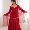 Royal Maroon Festive Anarkali Gown Set
