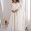 White Roman Silk Anarkali Suit Set