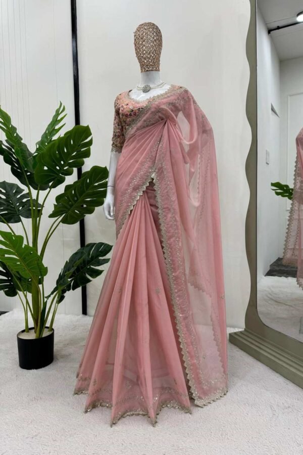 KD-497pink_4_3144b8a8-8185-41e6-a11e-4a9a4213710b.jpg Pink Color Beautiful Designer Saree on Tibby Silk Fabric