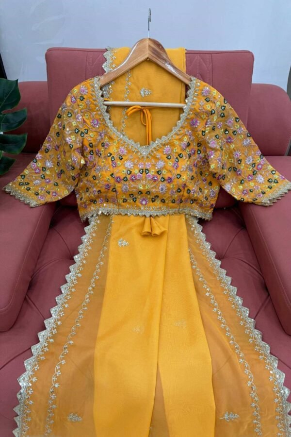 KD-497yellow_4.jpg Yellow Color Beautiful Designer Saree on Tibby Silk Fabric