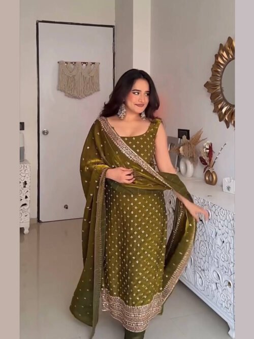 Mehndi Green Suit Set By Suratikart