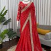 Premium Red Faux Blooming Georgette Saree with Thread & Sequence Work