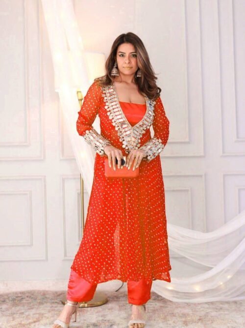 LG-1944_4.jpg Orange Bandhani Print Mirror Work Cord Set