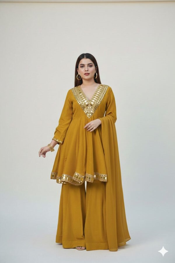 LG-M_1.jpg Mustard Shishmahal Cosmos Silk Palazzo Suit