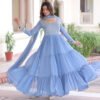 Vista Blue Georgette Designer Gown