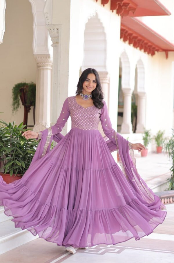 LW-9280_6.jpg Onion Color Georgette Designer Gown