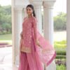 Charm Pink Color Fendy Silk Sharara Set