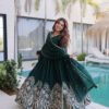 Rich Green Rangoli Silk Gown Set