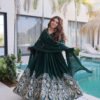 Rich Green Rangoli Silk Gown Set