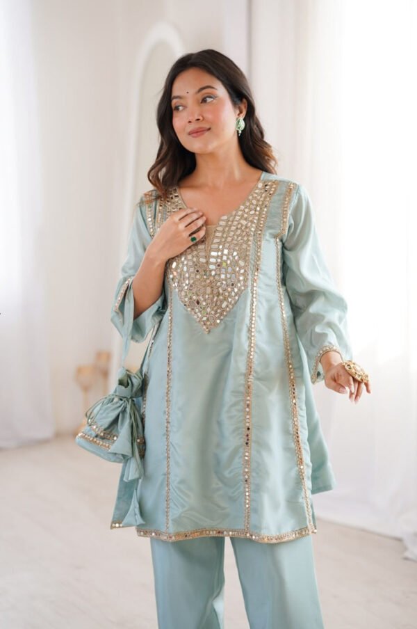 LW-9326_3.jpg Premium Misty Blue Real Mirror Work Suit Set in HO Fabric