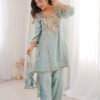 LW-9326_4.jpg Premium Misty Blue Real Mirror Work Suit Set in HO Fabric