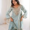 LW-9326_5.jpg Premium Misty Blue Real Mirror Work Suit Set in HO Fabric